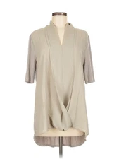 H By Halston Women Gray Short Sleeve Blouse M