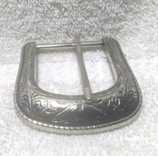 Silver Shiny Engraved Western Metal Replacement Buckle Solid Sturdy Great 3