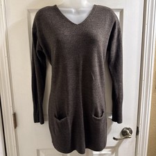 Willi Smith M Knit Sweater Dress Brown Pockets Long Sleeve Tunic EXCELLENT