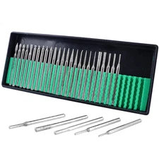 30-Piece Diamond Burr Set – 3mm Shank, Coated for Deburring, Engraving & Carving