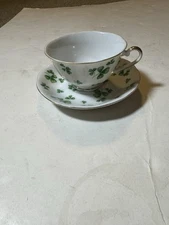 Lefton China Irish Clover Tea Cup Saucer Set 5 Oz. #03083 /