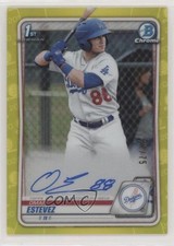 2020 Bowman Chrome Prospects Yellow Refractor 27/75 Omar Estevez Auto 02d2