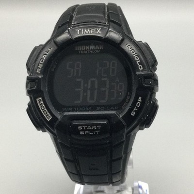Timex Ironman Triathlon Mens Watch 45mm Black Digital 100M 30 Lap New Battery