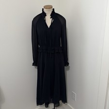 Banana Republic OLIVIA PALERMO Small Black Midi Dress Whimsigoth Dark Fairy