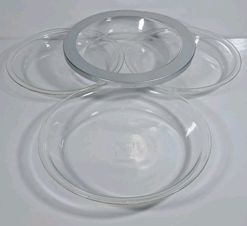 Lot Of 4 Vintage Pyrex Pie Plates Baking Dish Clear Glass Pie Pan 3/209,9" 1/210 - Picture 1 of 11