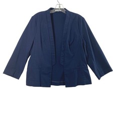 Maurices Blazer Womens Large Navy Blue Open Front 3/4 Sleeve Office Capsule