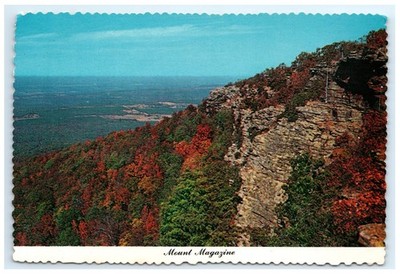 Vintage Lovers Leap Mount Magazine Arkansas AR Autumn Aerial Landscape Postcard