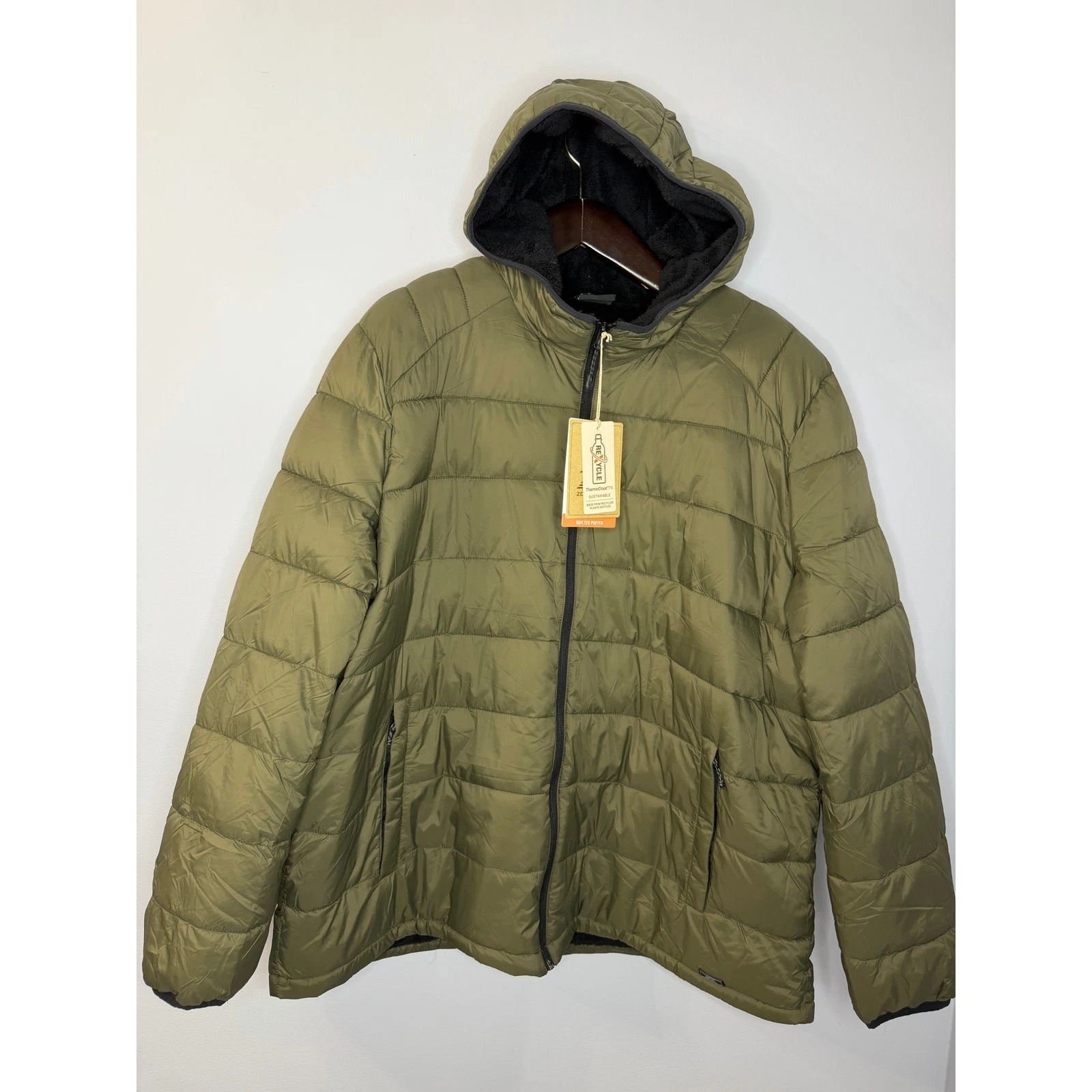 ZeroXposur Quilted Puffer Jacket Green Hooded Pockets Lightweight Sz 2X