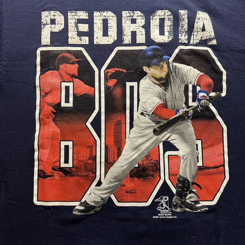 CAMISETA MEDIANA VINTAGE '07 Y2K BOSTON RED SOX DUSTIN PEDROIA MLB IMÁGENES DE ACCIÓN Foto 3 de 4