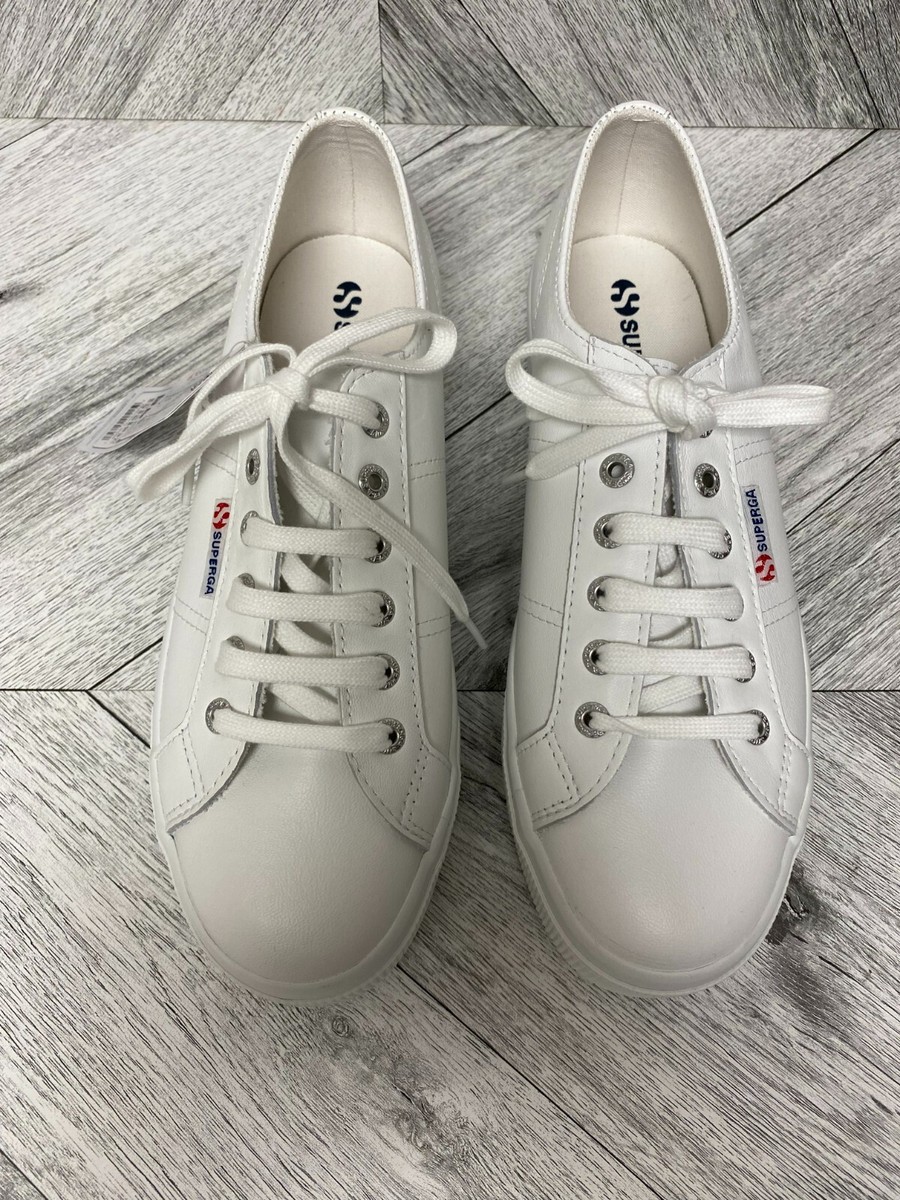 Superga 2790 Unisex White Leather Cotu Nappa Low Top Platform