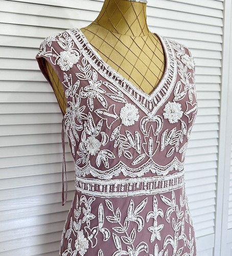 Adrianna Papell Womens BEADED MERMAID GOWN Dusted Petal Size 2 - Picture 7 of 15