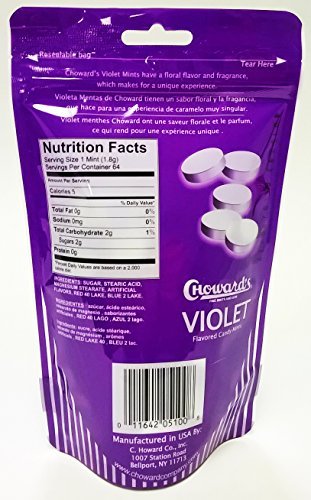C Howards Violet Mints In Resealable Bag - 4 oz - 64 Individually Wrapped Candy 