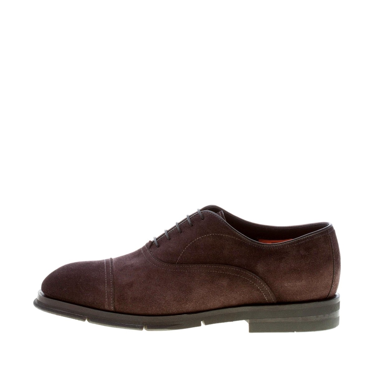 SANTONI men shoes Pepper grey and dark brown) suede lace-up