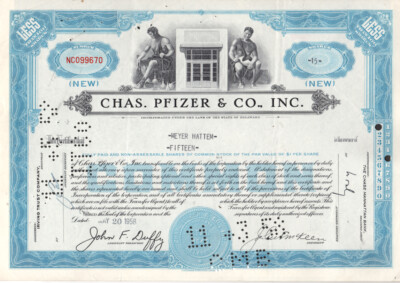 Chas. Pfizer & Co - Original Stock Certificate - 1958 - NC099670