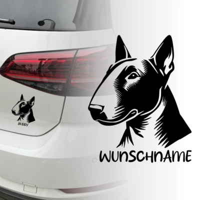 UNIDAMO Auto Aufkleber | Bull Terrier Hund | Dog Wunschname | Personalisiert Sticker 637