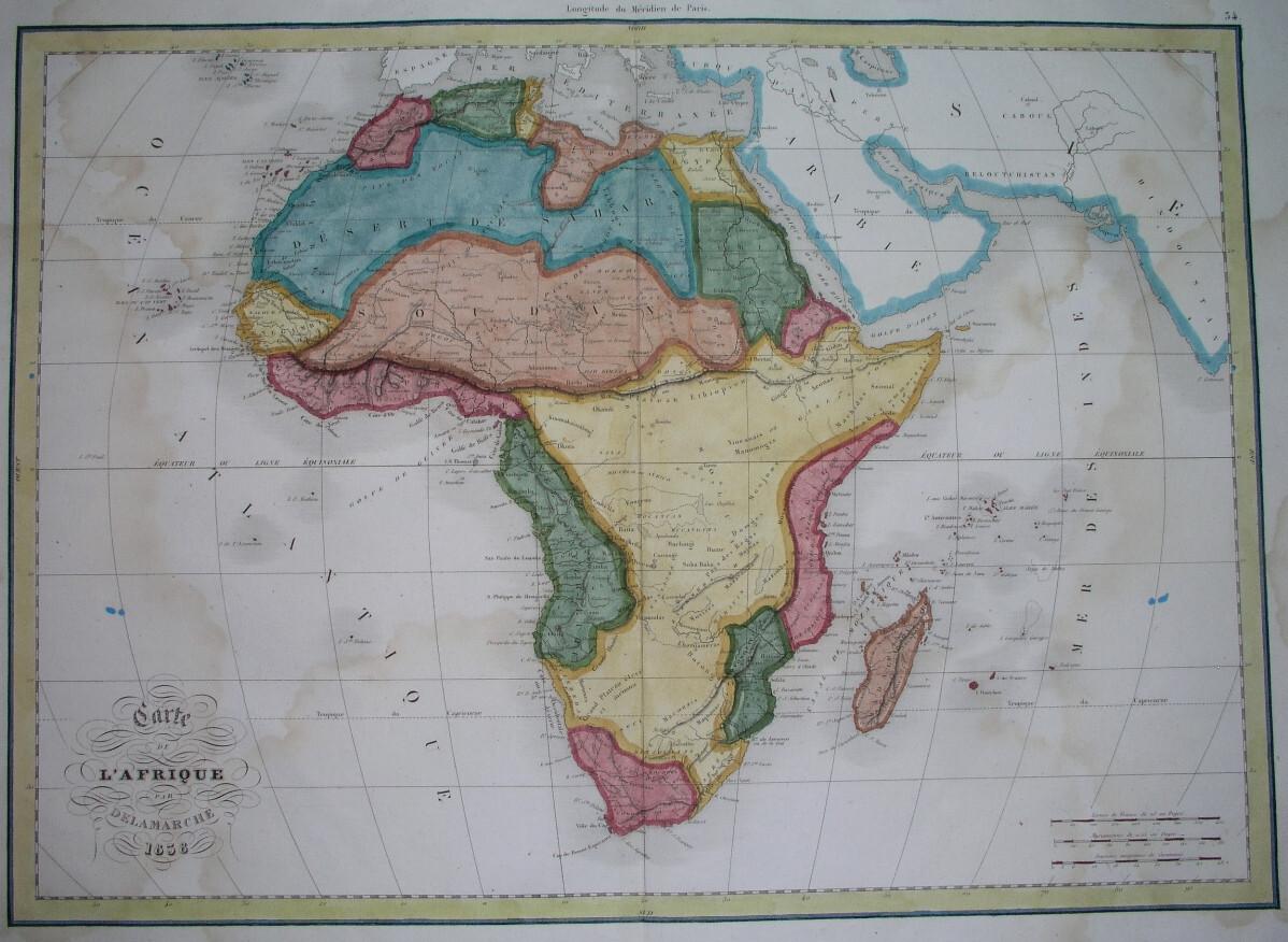 1838 ORIGINAL MAP AFRICA KENYA RHODESIA UGANDA TUNISIA MOROCCO