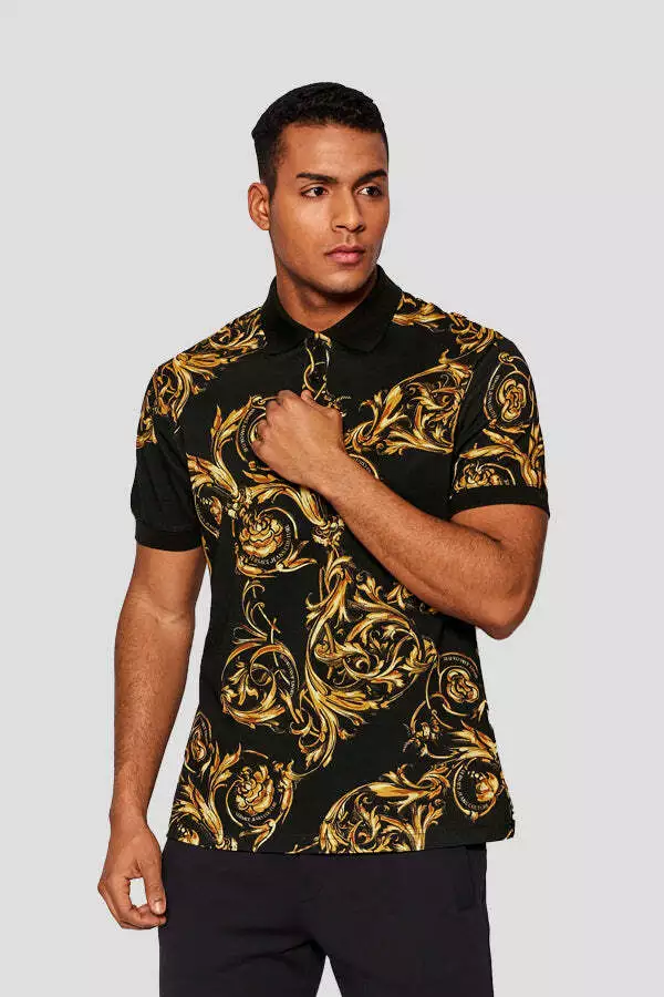 ORIGINAL VERSACE ELLE BUTTON POLO T-SHIRT FOR MEN SHORT SLEEVE BRAND LOGO