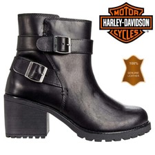 Harley Davidson Leather Ladies Black Womens Ankle Boots Shoes RRP £165 Size 7.5