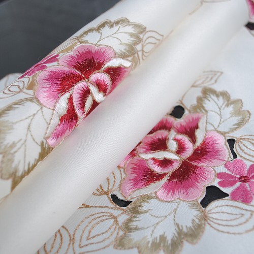 White Vintage Embroidered Christmas Tablecloth Square Round Table Topper Wedding - Picture 10 of 58