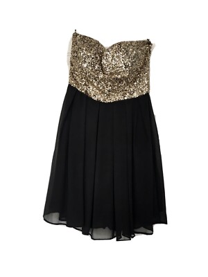 NWT Windsor Gold Sequin Black Cocktail Dress Sweetheart