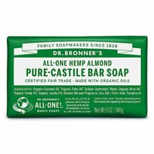 Dr Bronner All-One Pure Almond Castile Soap Bar 140g x 2 Organic Vegan Skincare