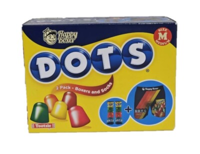 Dots Men's Happy Boxer Brief & Crew Socks in a Tootsie Dots Gift Box Set SM - XL