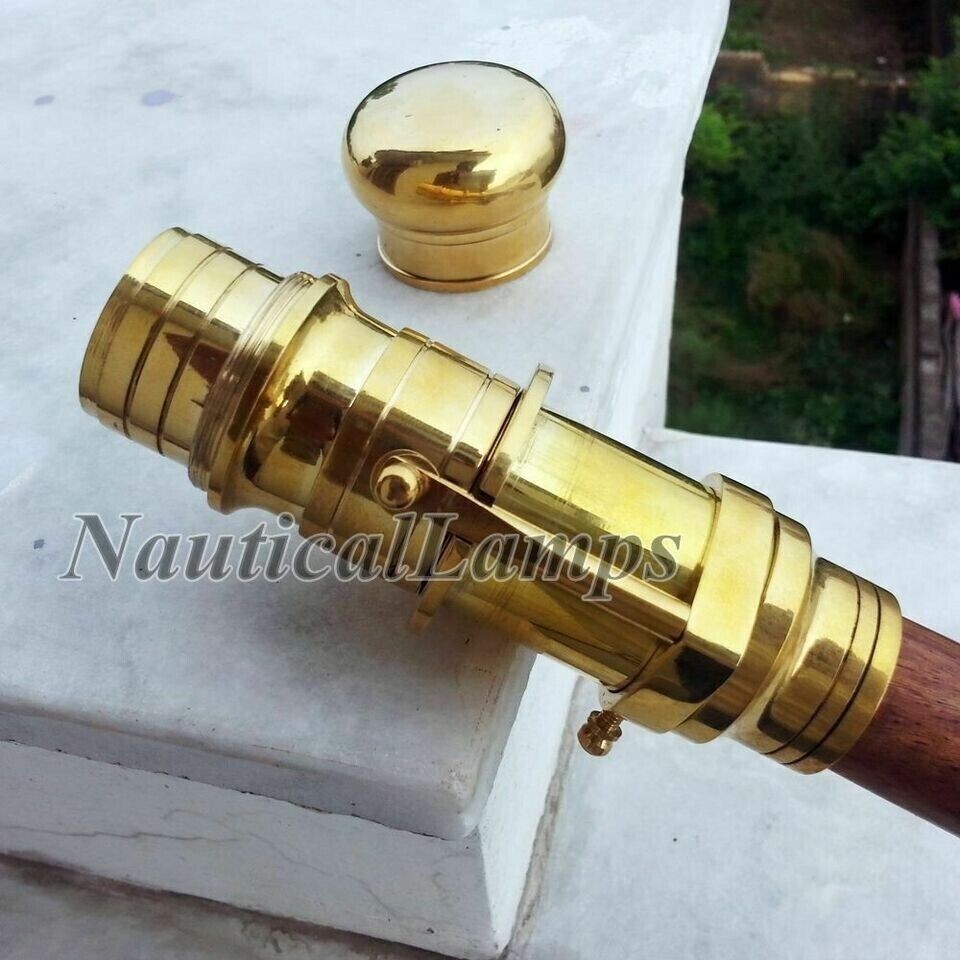 Vintage Solid Brass Walking Cane Stick Hidden Spy… - image 5