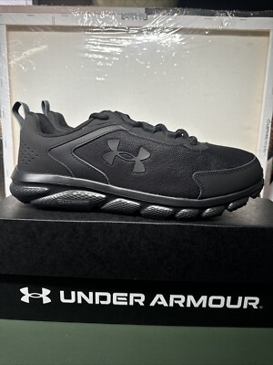 Under Armour Mens Charged Assert 9 Running Shoe Black Black 4E Extra Wide Sz 10