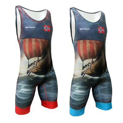 Herren NORWEGEN Wrestling Singlet Berkner UWW Representative Ringertrikot