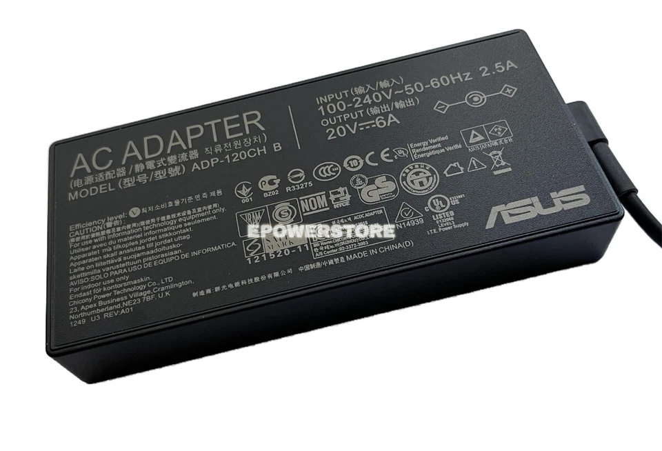 Cargador adaptador de CA de 20 V 120 W para portátil ASUS ZenBook Q547FD Q547F Q547FD BI7T9 Foto 3 de 4