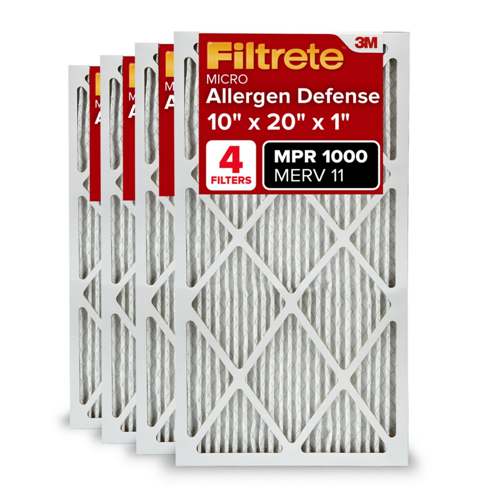 20x25x2 AC Furnace Air Filter, 11, MPR 1000, Allergen Defense, 3-Month Pleate...