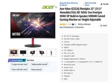 Acer Nitro XZ322Q Pbmiiphx 31.5" Full HD 1920 x 1080 for Gaming or Stock Trad