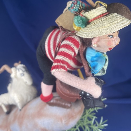 P Roldan Artist 10” Female Hiker Tourist Plus Ram Goat 1950s Soft Sculpture - Picture 8 of 15