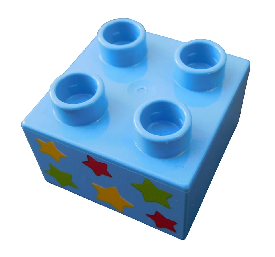 Lego Duplo 10 Stück Motivstein Sterne hellblau (medium blue) 2x2 Stein 3437pb043 - Bild 3 von 3