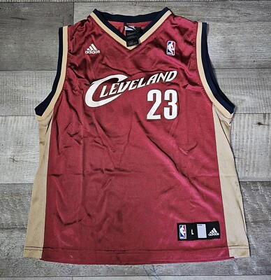Cleveland Cavaliers Lebron James #23 Red And Gold Adidas Jersey Kids Size  Large