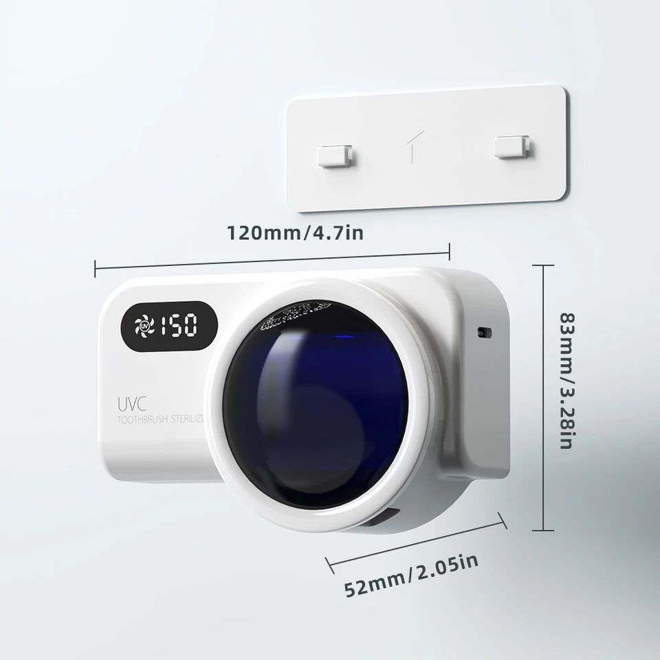 Cepillo de dientes desinfectante UV inteligente y 2 soportes cepillo de dientes limpiador recargable Foto 2 de 4