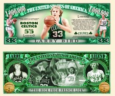 Larry Bird Boston Celtics Novelty Dollar comes in a Soft Polly Sleeve  Brand NEW