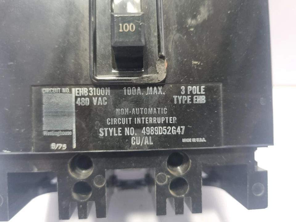 Disjoncteur Non-Automatique Westinghouse EHB3100N 4989D52G47 480VAC - Photo 2/4
