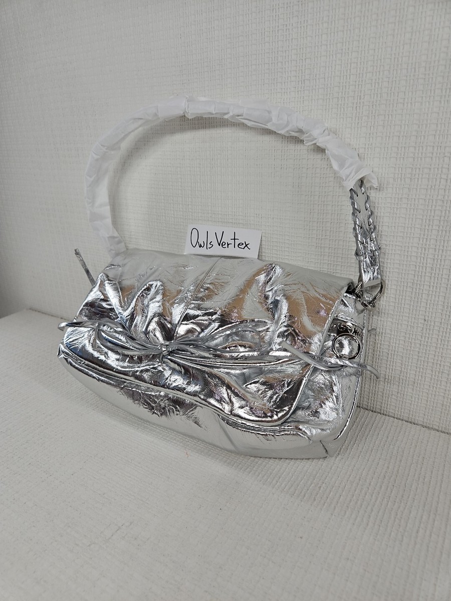 New ZARA WOMAN NWT SS24 SILVER METALLIC GATHERED SHOULDER