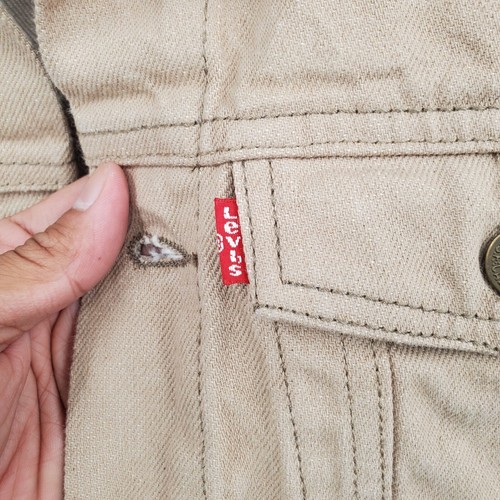 Levi's Denim Button Down Vest Denim Outdoor Sleeveless Large Kids Khaki Brown - Picture 3 of 7