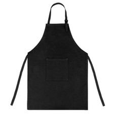Kids Painting Artist Apron Adjustable Black Cotton Canvas Chef Bib For Kitchen