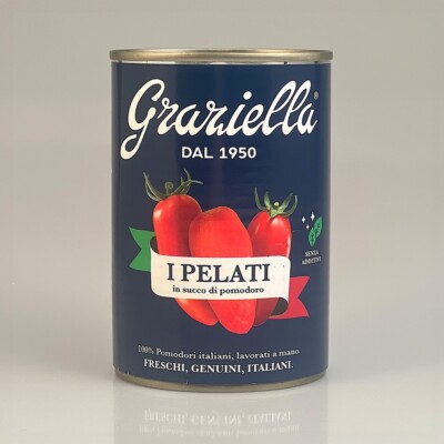 Pomodori Pelati 400 g, ATG 240 g geschälte Tomaten in Dose  -Graziella
