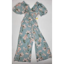 NWT Love & Piece Destiny Blue Mauve Womens Small Floral Spring Summer Romper
