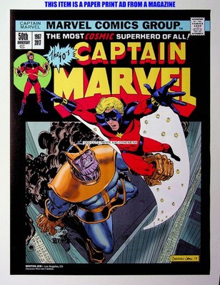 Captain Marvel vs Thanos Benton Jew Comic 2017 Print Magazine Ad Poster ADVERT