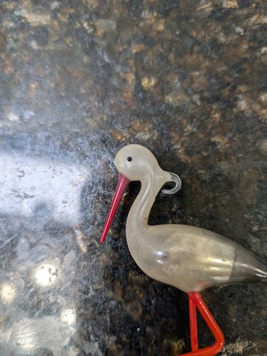 Rare Vintage Blown Glass Bimini CRANE Bird, Stork Christmas Ornament Germany - Picture 2 of 7