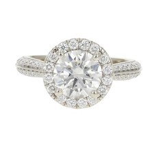 GIA 1.96ctw Round Cut Diamond Halo Engagement Ring 14k White Gold Size 5.25