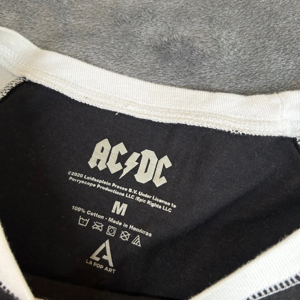 LA Pop Art AC/DC Raglan T-Shirt 3/4 Sleeve Band Tee Rock Music Womens Medium - Image 2 of 4