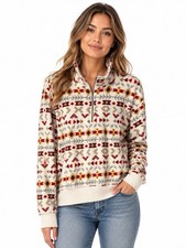 Natural Reflection Quarter Zip Fleece Pullover Southwestern Aztec Print Lg.0793