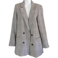 Rachel Zoe Women  s Plaid Houndstooth Blazer Oversized Sz Small Office Work