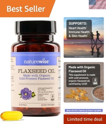 Flaxseed Oil 1200 mg, Fish Free Omega 3 6 9 with 720mg ALA, Dietary Supplemen...